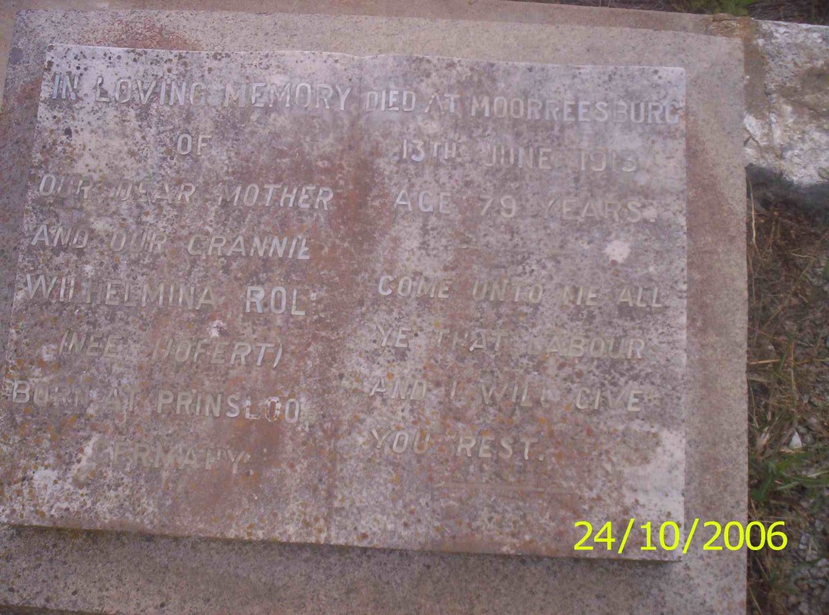 ROLL Wilhelmina formerly HOFERT neé PRINSLOO -1913