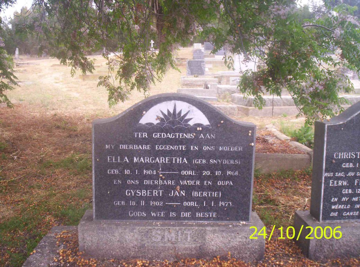 SMIT Gysbert Jan 1902-1973 &amp; Ella Margaretha SNYDERS 1904-1968