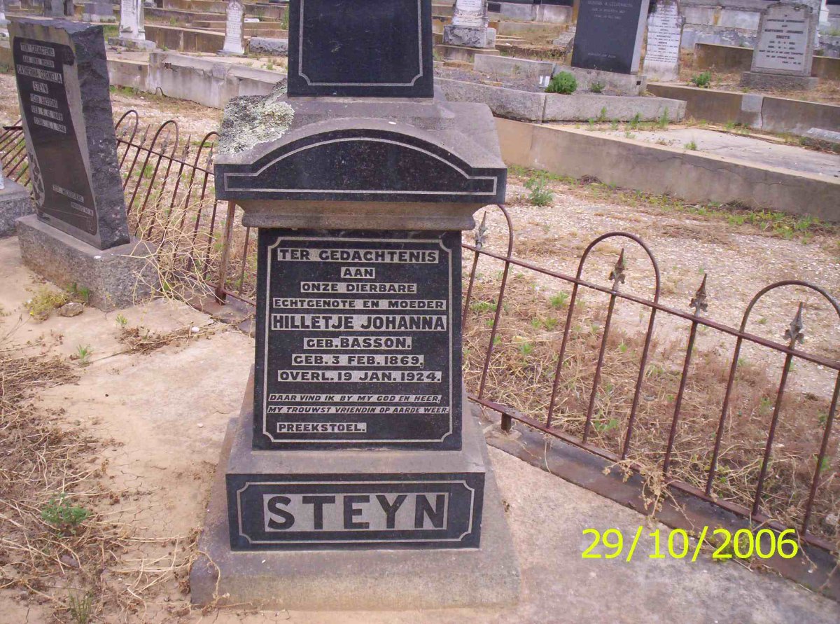 STEYN Hilletje Johanna neé BASSON 1869-1924