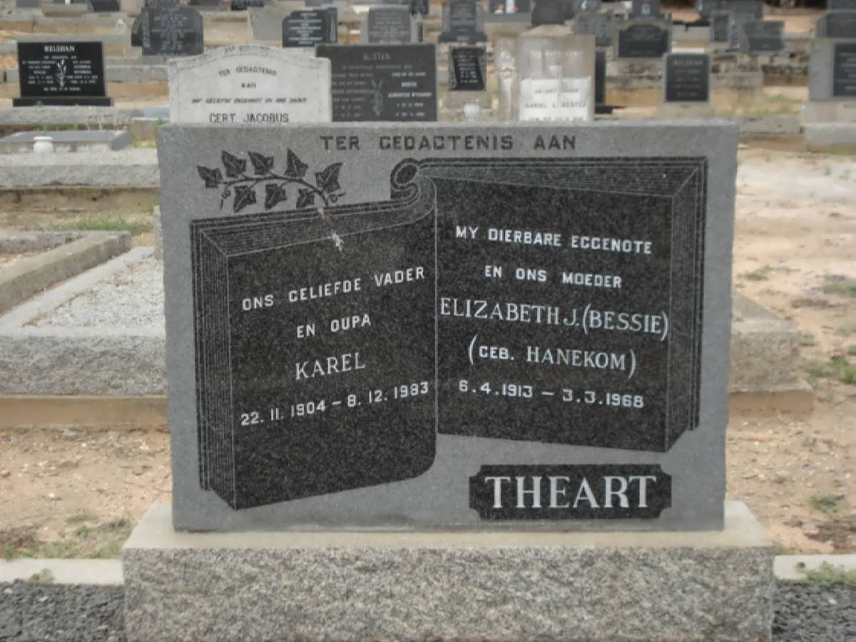 THEART Karel 1904-1983 &amp; Elizabeth J. HANEKOM 1913-1968