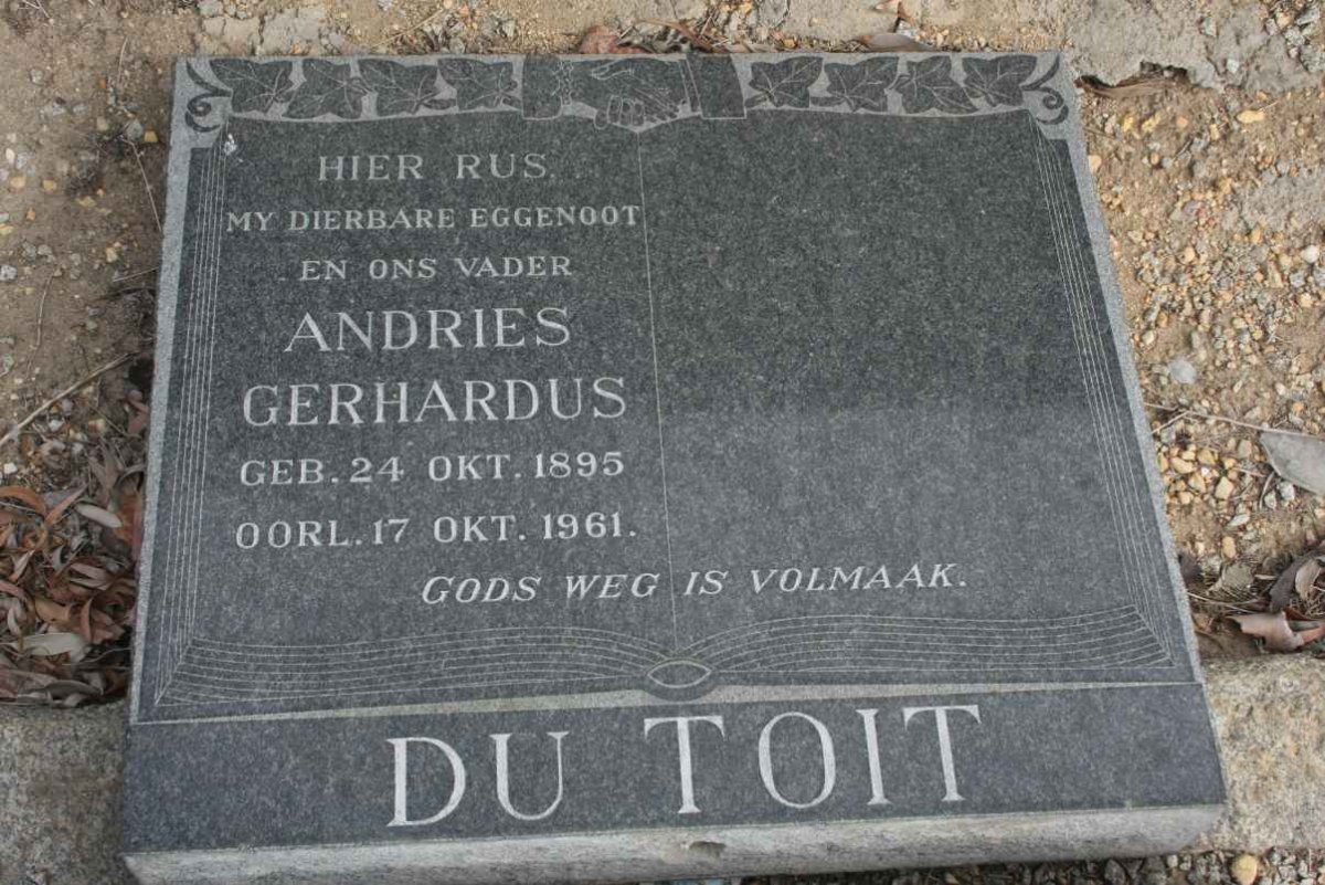 TOIT Andries Gerhardus, du 1895-1961