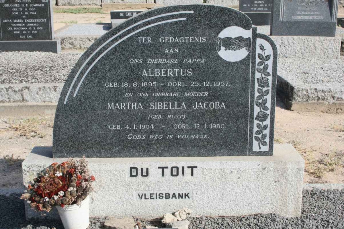 TOIT Albertus, du 1895-1957 &amp; Martha Sibella Jacoba RUST 1904-1980