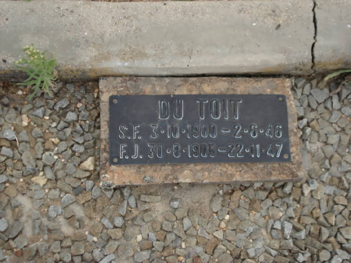 TOIT S.F., du 1900-1946 &amp; F.J. 1905-1947