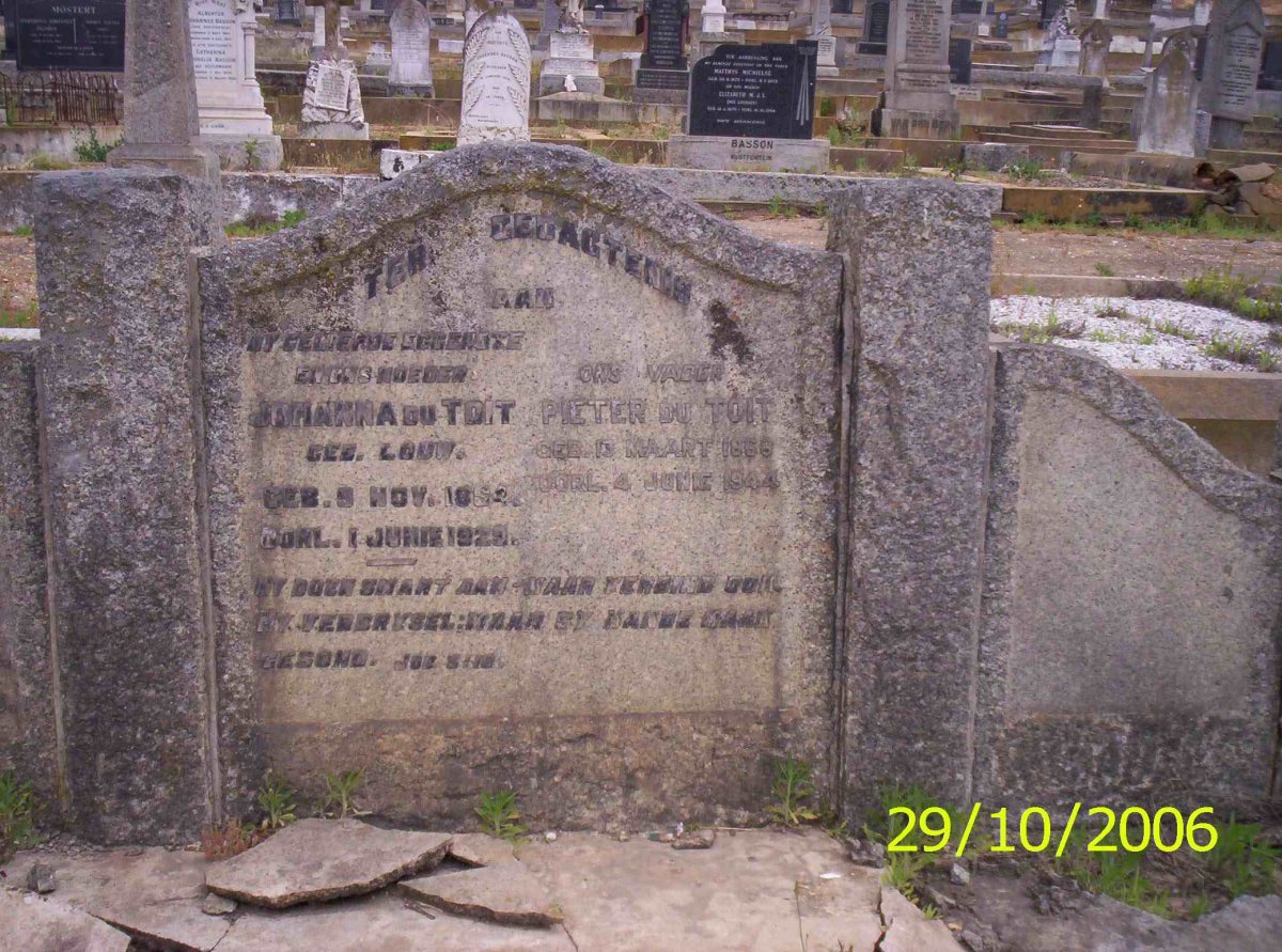TOIT Pieter, du 1866-1944 &amp; Johanna LOUW 1864-1929
