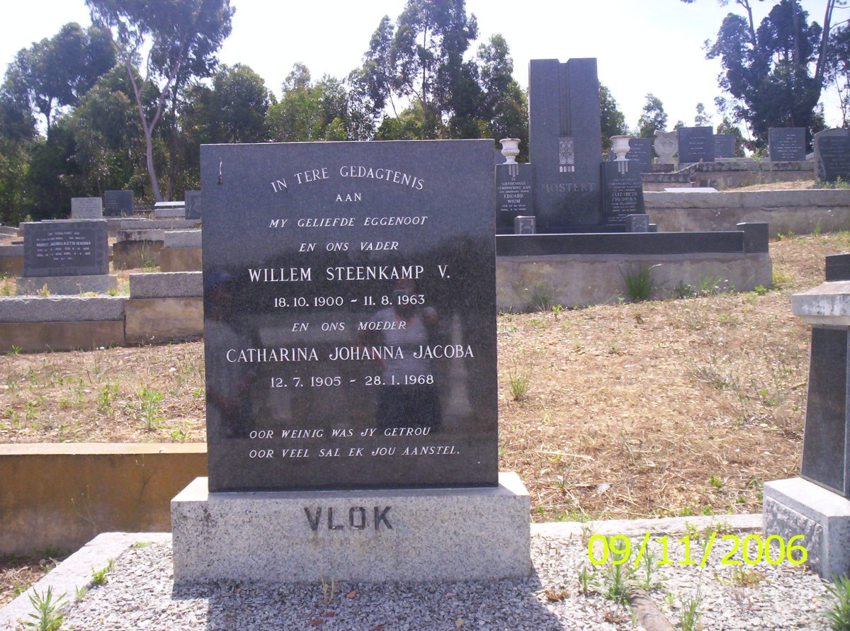 VLOK Willem Steenkamp V. 1900-1963 &amp; Catharina Johanna Jacoba 1905-1968