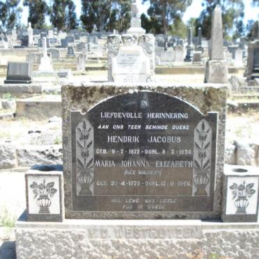 WESTHUIZEN Hendrik Jacobus, van der 1872-1930 &amp; Maria Johanna Elizabeth WALTERS 1878-1956