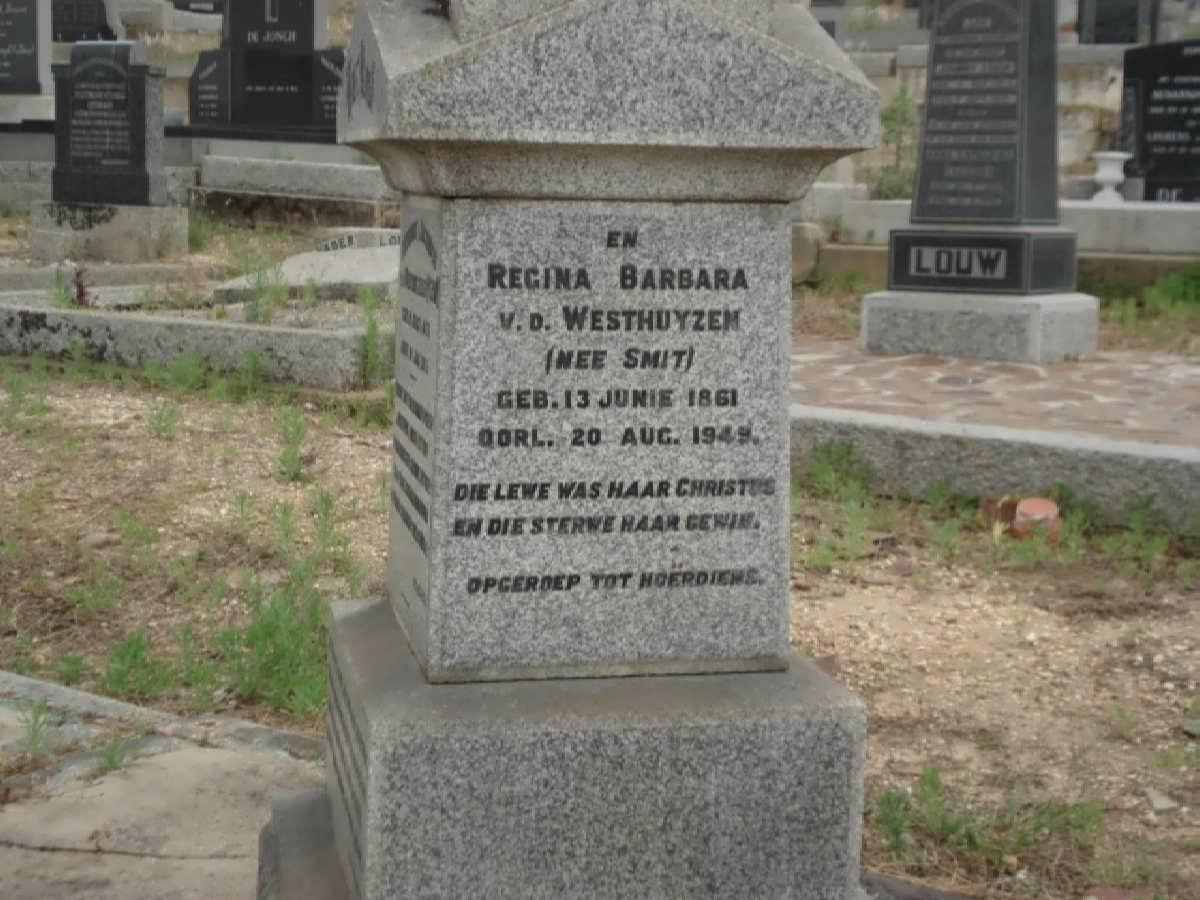 WESTHUIZEN Regina Barbara, van der nee SMIT 1861-1949
