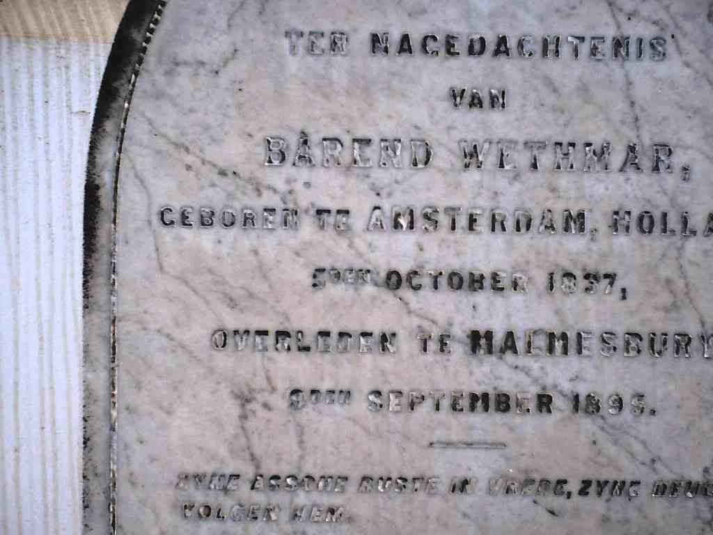 WETHMAR Barend 1837-1893