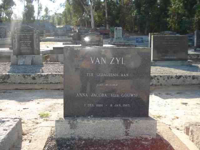 ZYL Anna Jacoba, van nee GOUWS 1886-1965