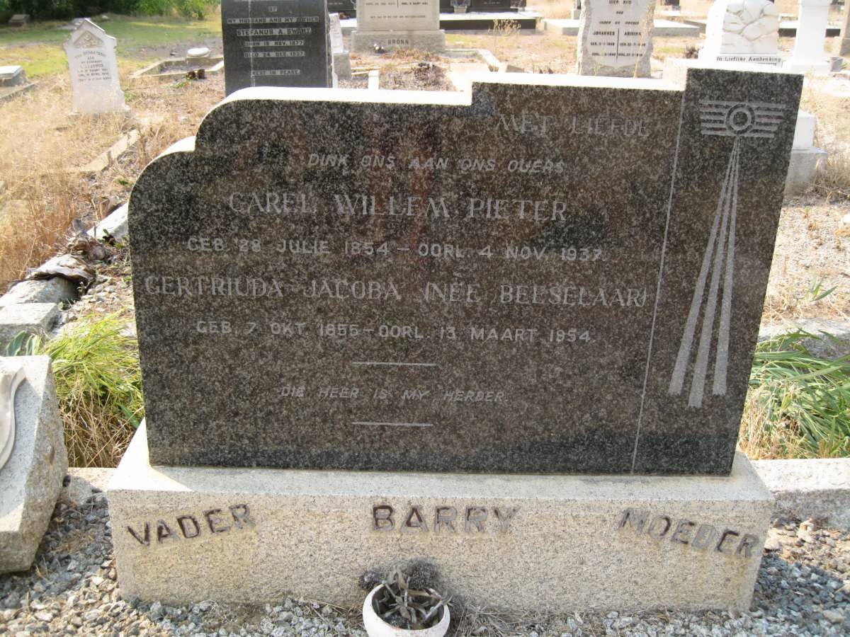 BARRY Carel Willem Pieter 1854-1937 &amp; Gertruida Jacoba BEESELAAR 1855-1954