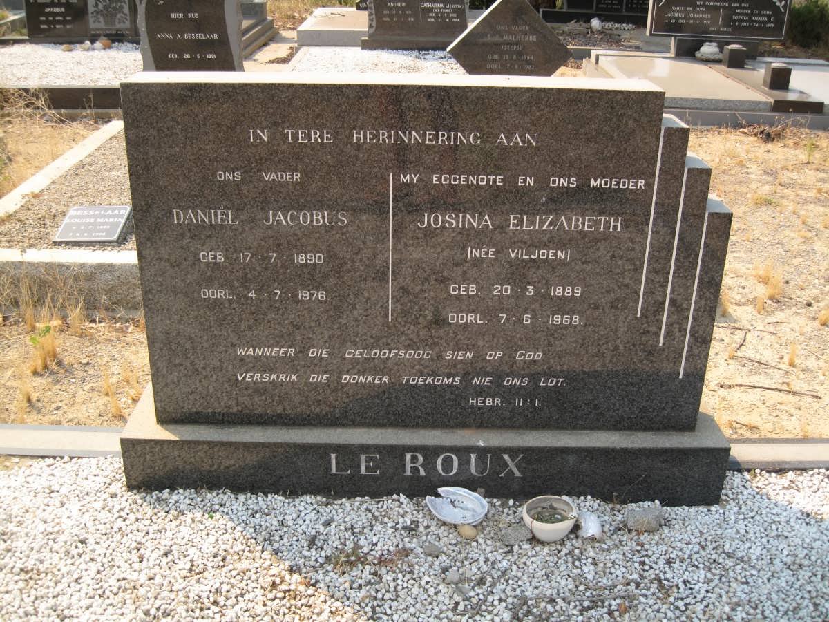 ROUX Daniel Jacobus, le 1890-1976 &amp; Josina Elizabeth VILJOEN 1889-1968