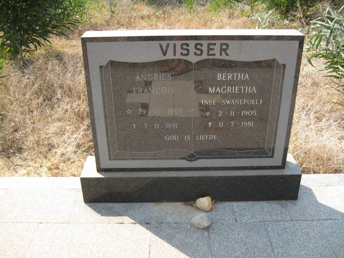VISSER Andries Francois 1903-1991 &amp; Bertha Magrietha SWANEPOEL 1905-1981