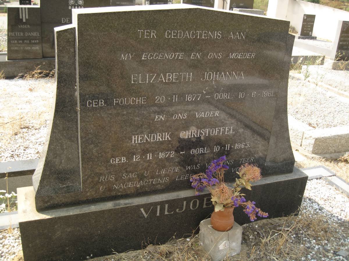 VILJOEN Hendrik Christoffel 1872-1963 &amp; Elizabeth Johanna FOUCHE 1877-1961