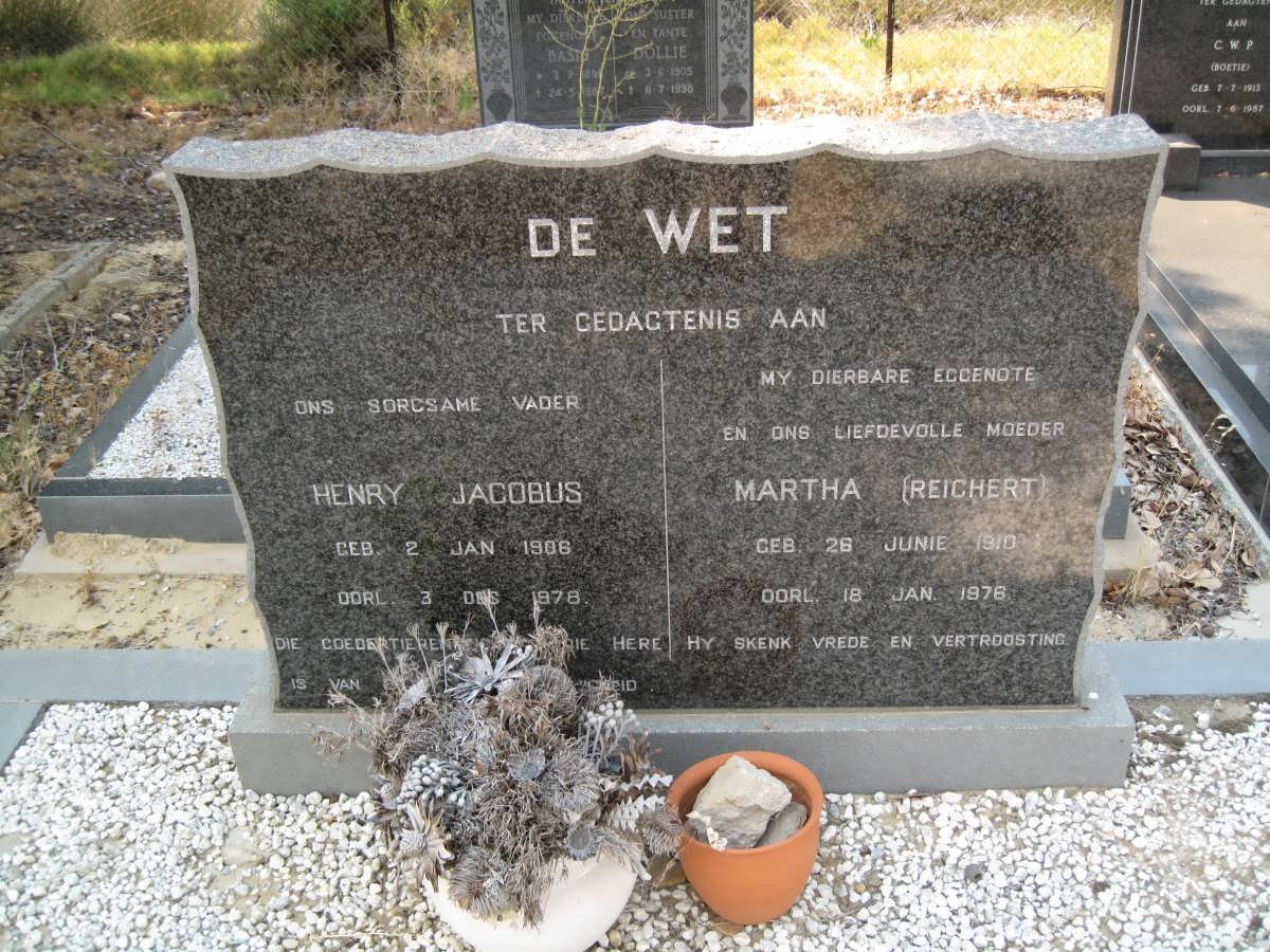 WET Henry Jacobus, de 1906-1978 &amp; Martha REICHERT 1910-1978