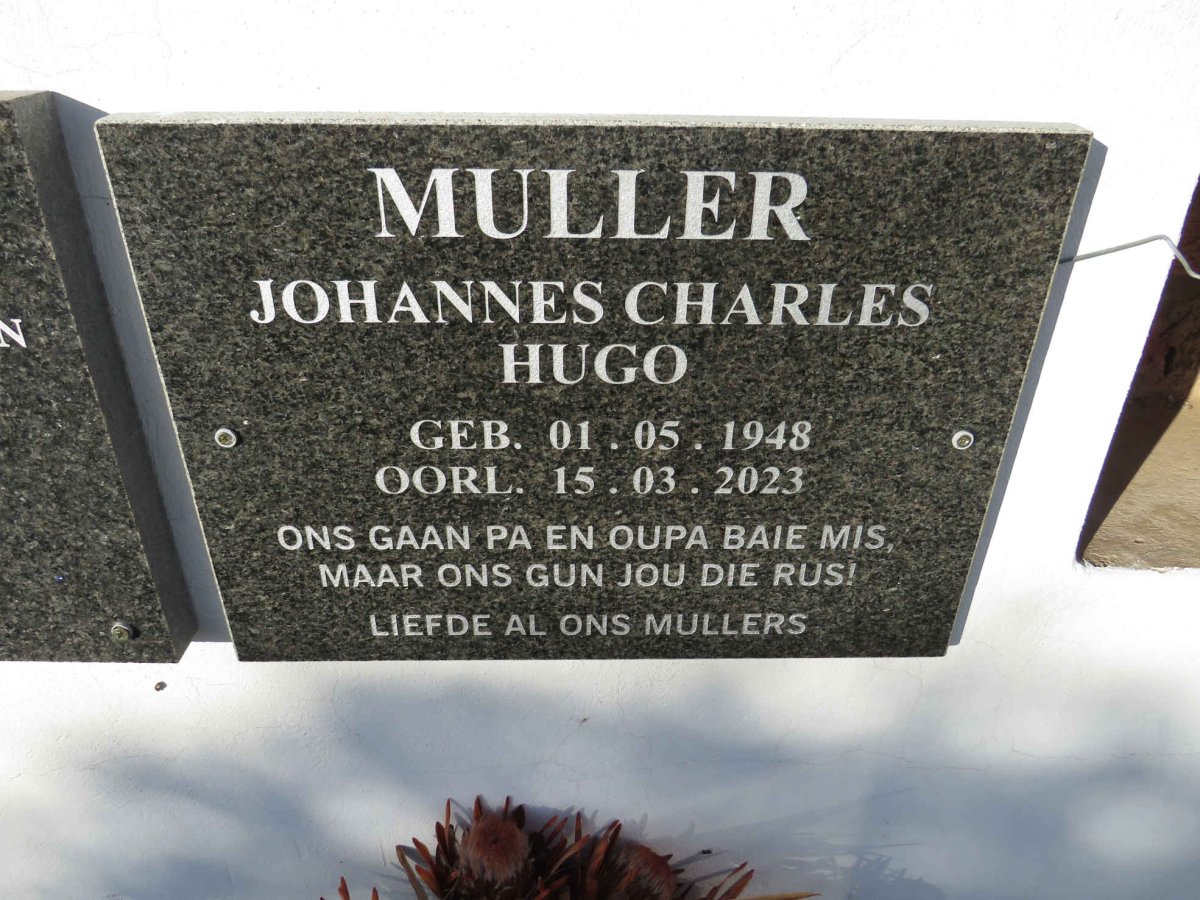 MULLER Johannes Charles Hugo 1948-2023