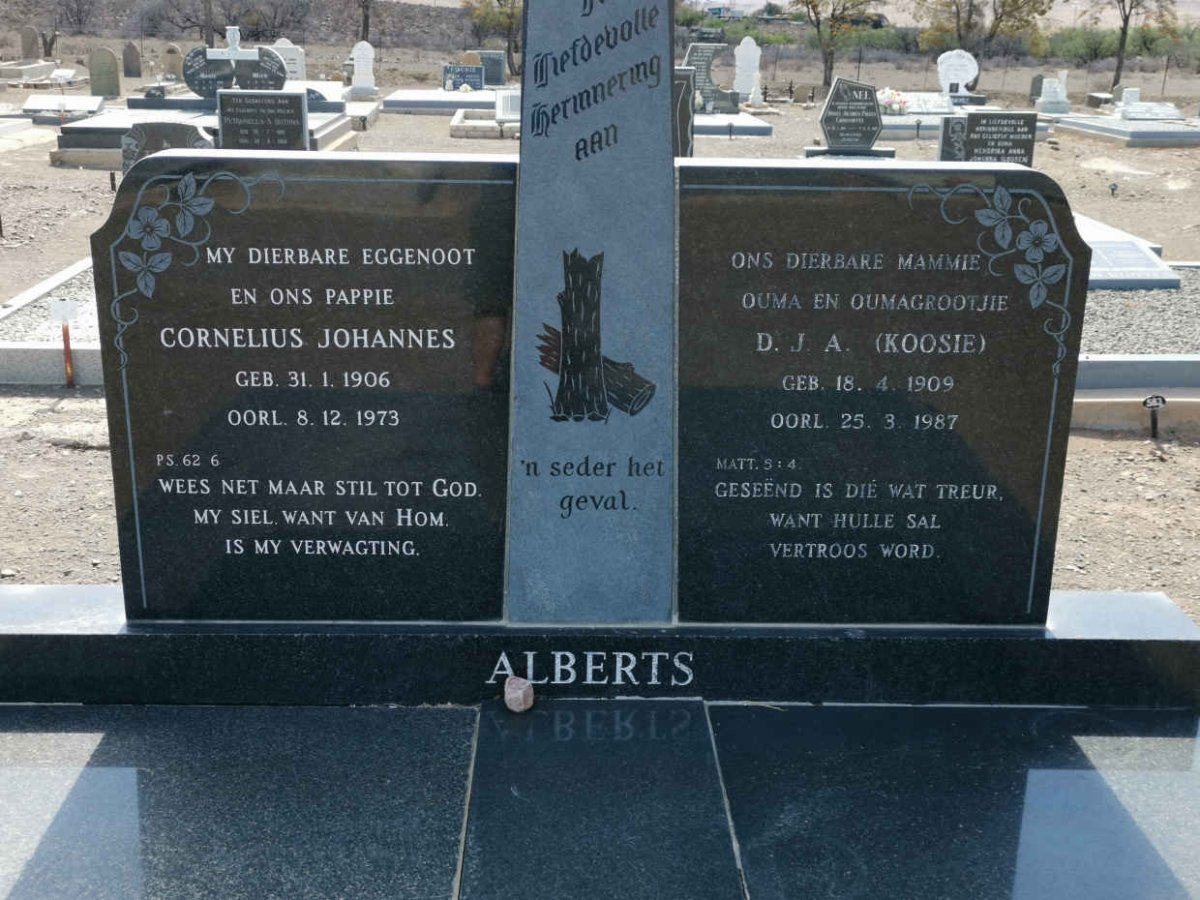 ALBERTS Cornelius Johannes 1906-1973 &amp; D.J.A. 1909-1987