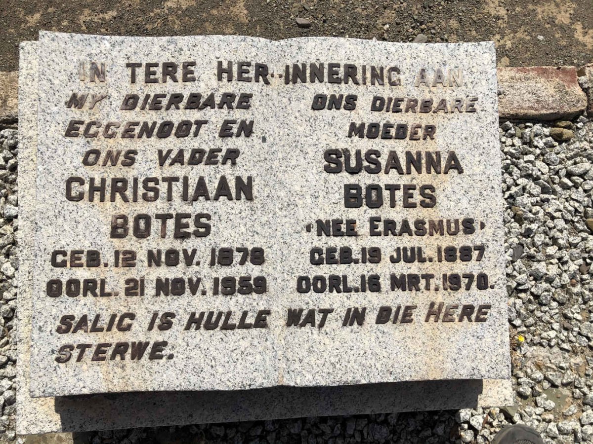 BOTES Christiaan 1878-1959 &amp; Susanna ERASMUS 1887-1970