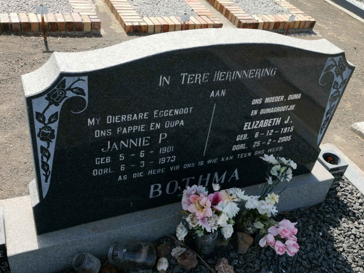 BOTHMA Jannie P. 1901-1973 &amp; Elizabeth J. 1915-2005