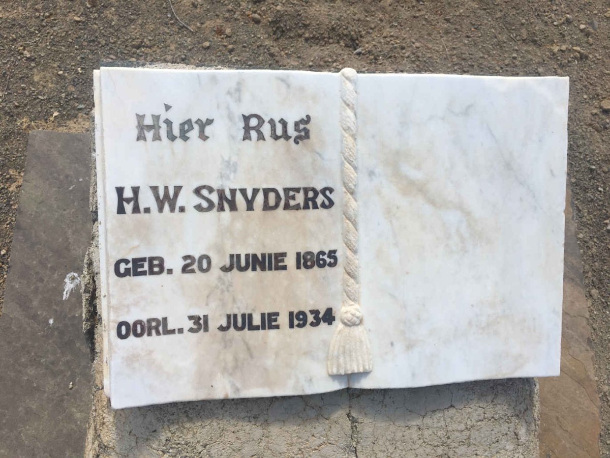 SNYDERS H.W. 1865-1934