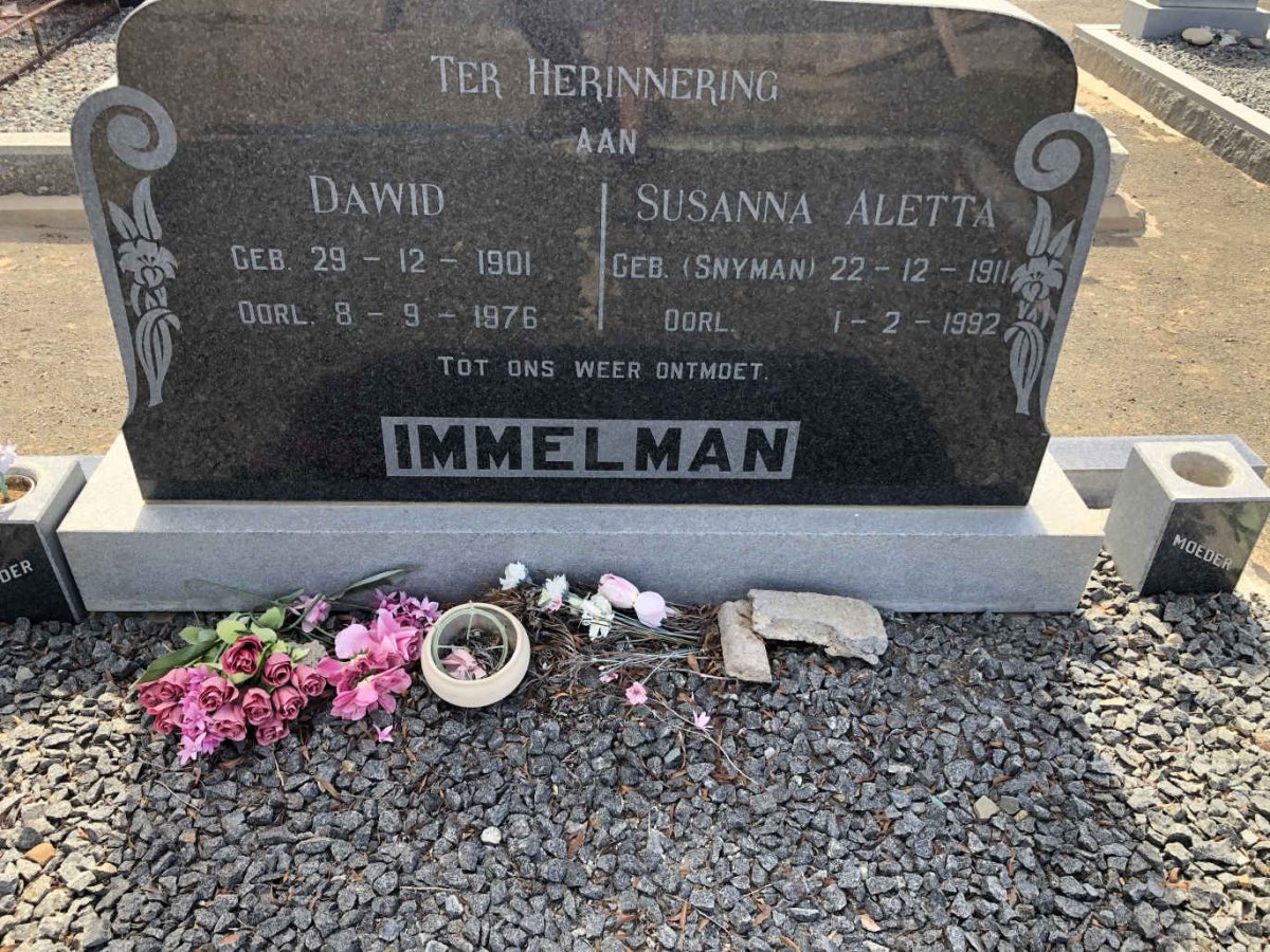 IMMELMAN Dawid 1901-1976 &amp; Susanna Aletta ANYMAN 1911-1992
