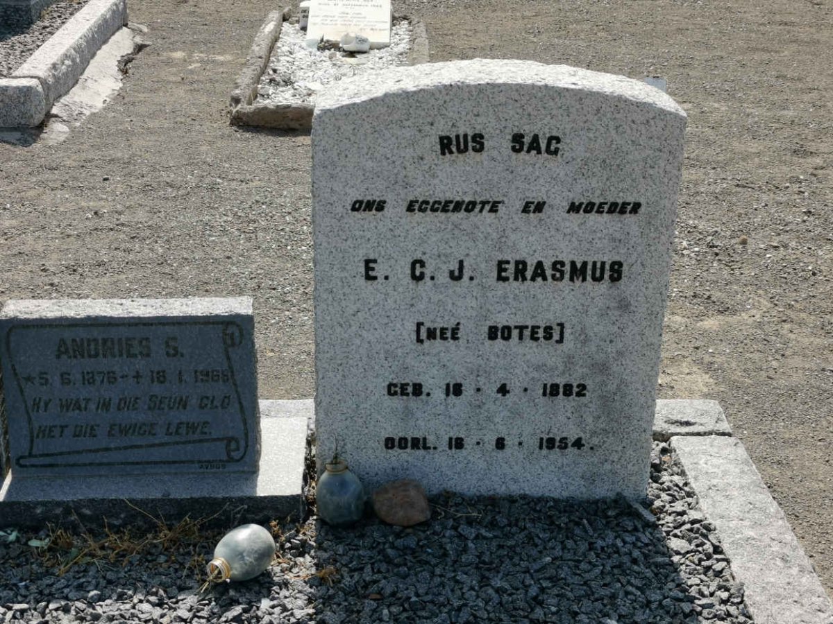 ERASMUS Andries S. 1876-1966 &amp; E.C.J. BOTES 1882-1954 _2