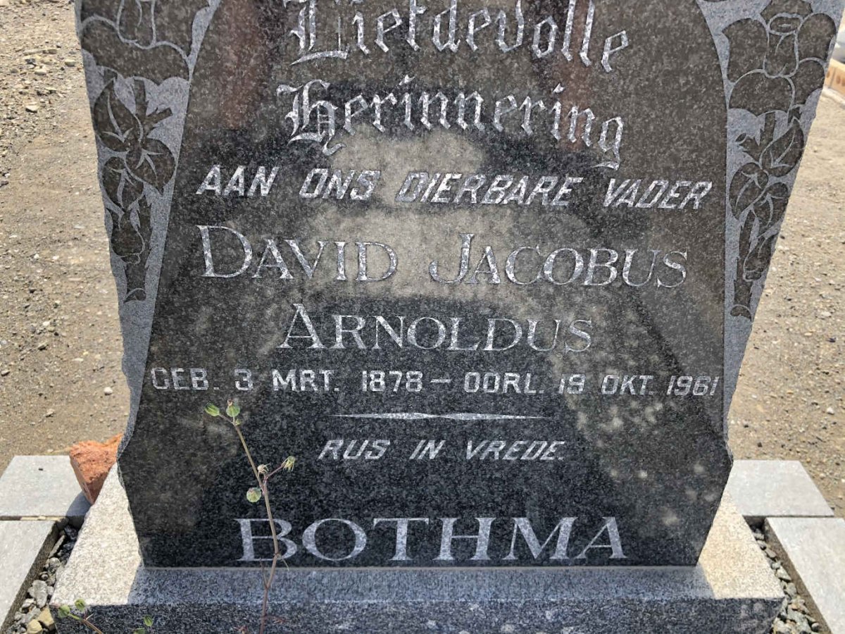 BOTHMA David Jacobus Arnoldus 1878-1961