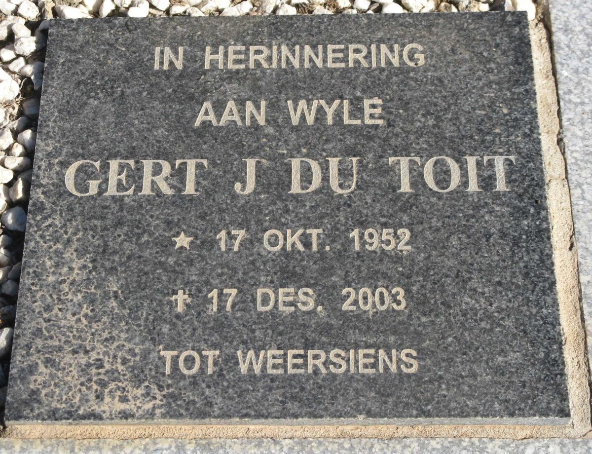 TOIT Gert J., du 1952-2003