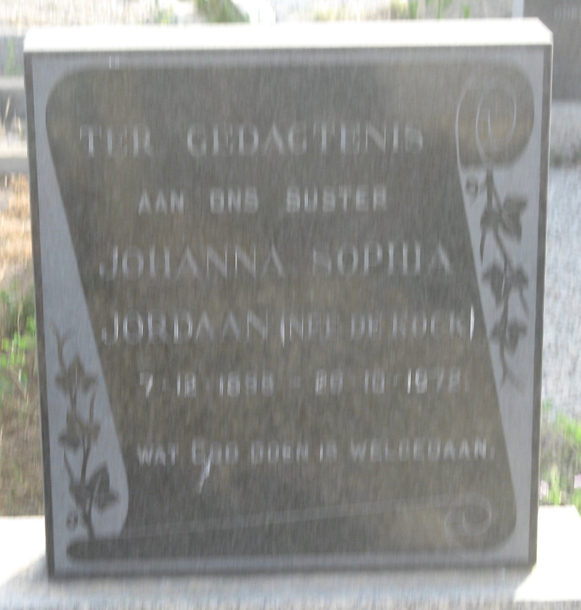 JORDAAN Johanna Sophia nee DE KOCK 1898-1972