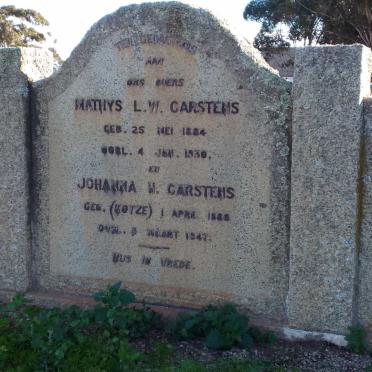 CARSTENS Mathys L.W. 1884-1930 & Johanna W. KOTZE 188?-1947