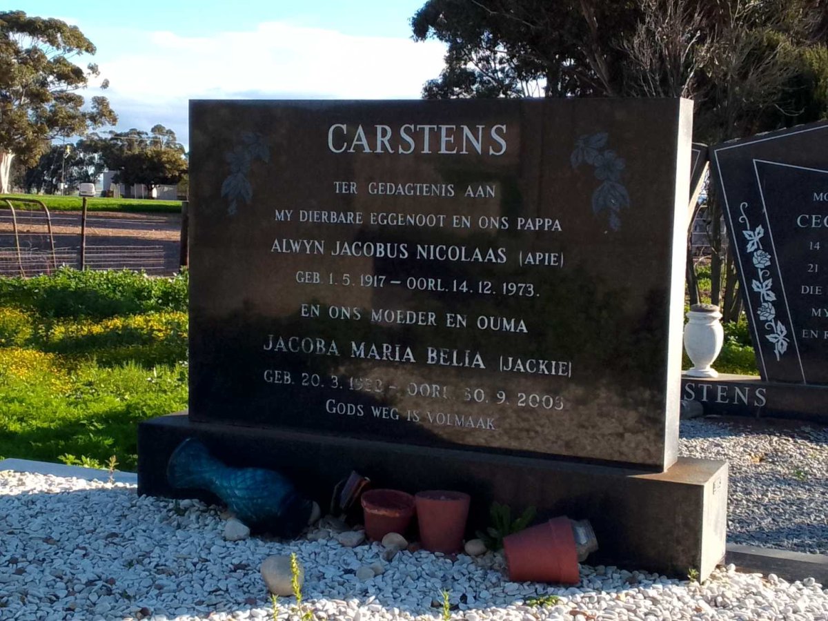 CARSTENS Alwyn Jacobus Nicolaas 1917-1973 & Jacoba Maria Belia 19??-2005