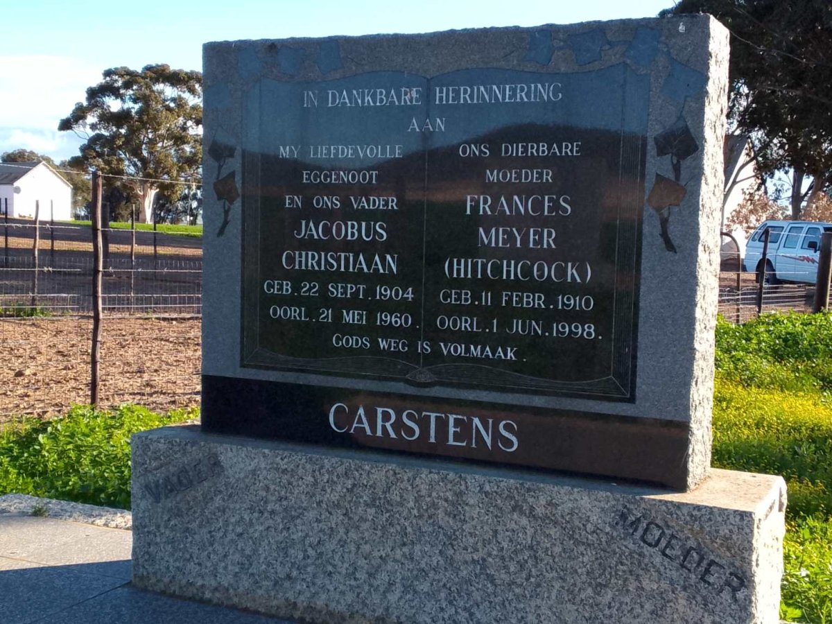 CARSTENS Jacobus Christiaan 1904-1960 & Frances Meyer HITCHCOCK 1910-1998
