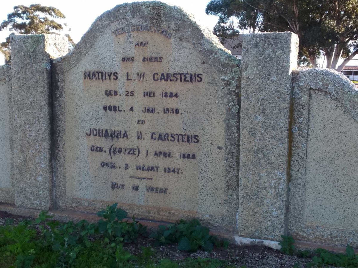 CARSTENS Mathys L.W. 1884-1930 & Johanna W. KOTZE 188?-1947
