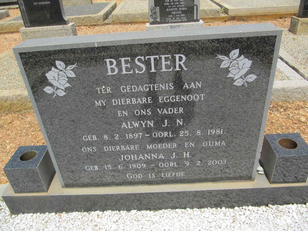 BESTER Alwyn J.N. 1897-1981 &amp; Johanna J.H. 1909-2003