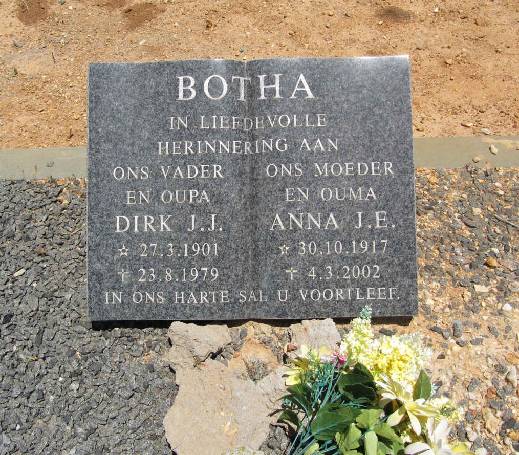 BOTHA Dirk J.J. 1901-1979 &amp; Anna J.E. 1917-2002