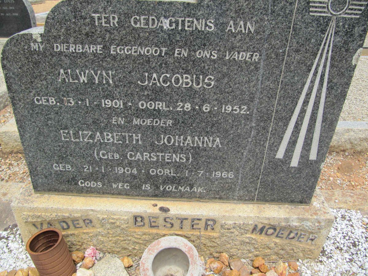 BESTER Alwyn Jacobus 1901-1952 &amp; Elizabeth Johanna CARSTENS 1904-1966