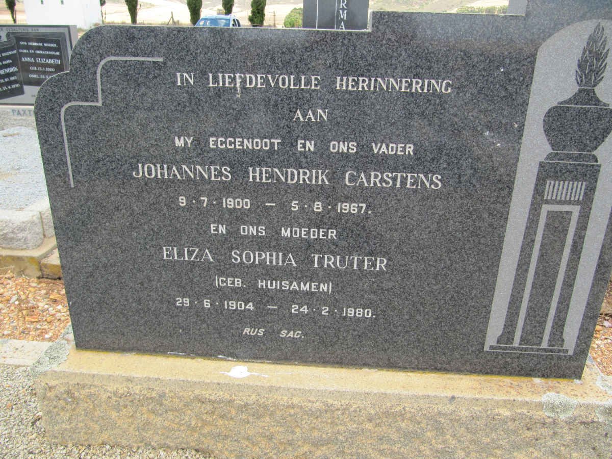 CARSTENS Johannes Hendrik 1900-1967 &amp; Eliza Sophia Truter HUISAMEN 1904-1980