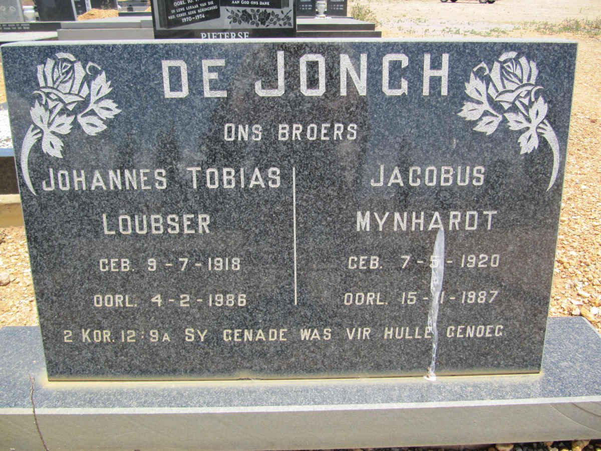 JONGH Johannes Tobias Loubser, de 1918-1986 :: DE JONGH Jacobus Mynhardt 1920-1987