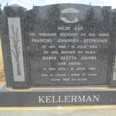 KELLERMAN Francois Johannes Stephanus 1888-1963 &amp; Maria Aletta Jacoba SMITH 1896-1985