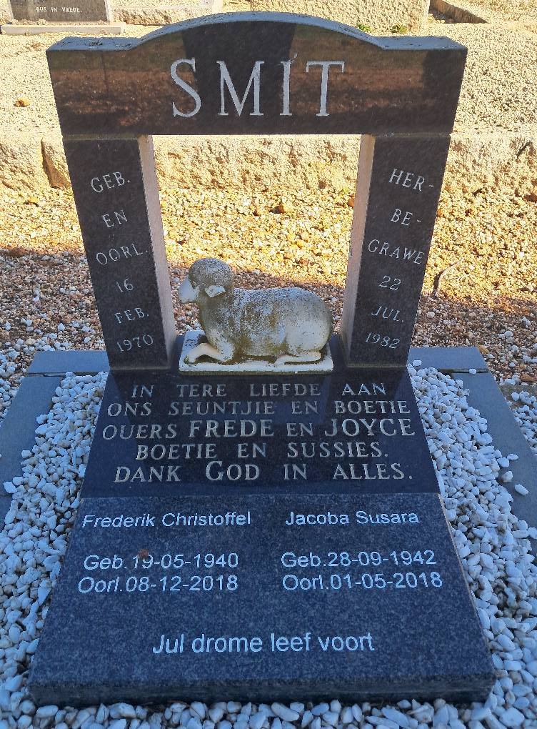 SMIT Frederik Christoffel 1940-2018 & Jacoba Susara SMIT 1942-2018 :: SMIT 1970-1970