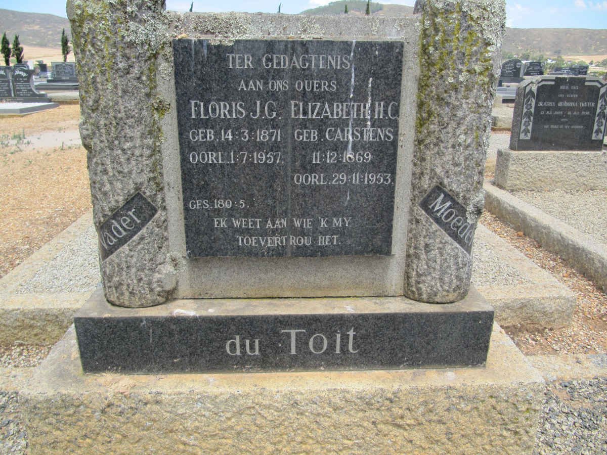 TOIT Floris J.G., du 1871-1957 &amp; Elizabeth H.C. CARSTENS 1869-1953