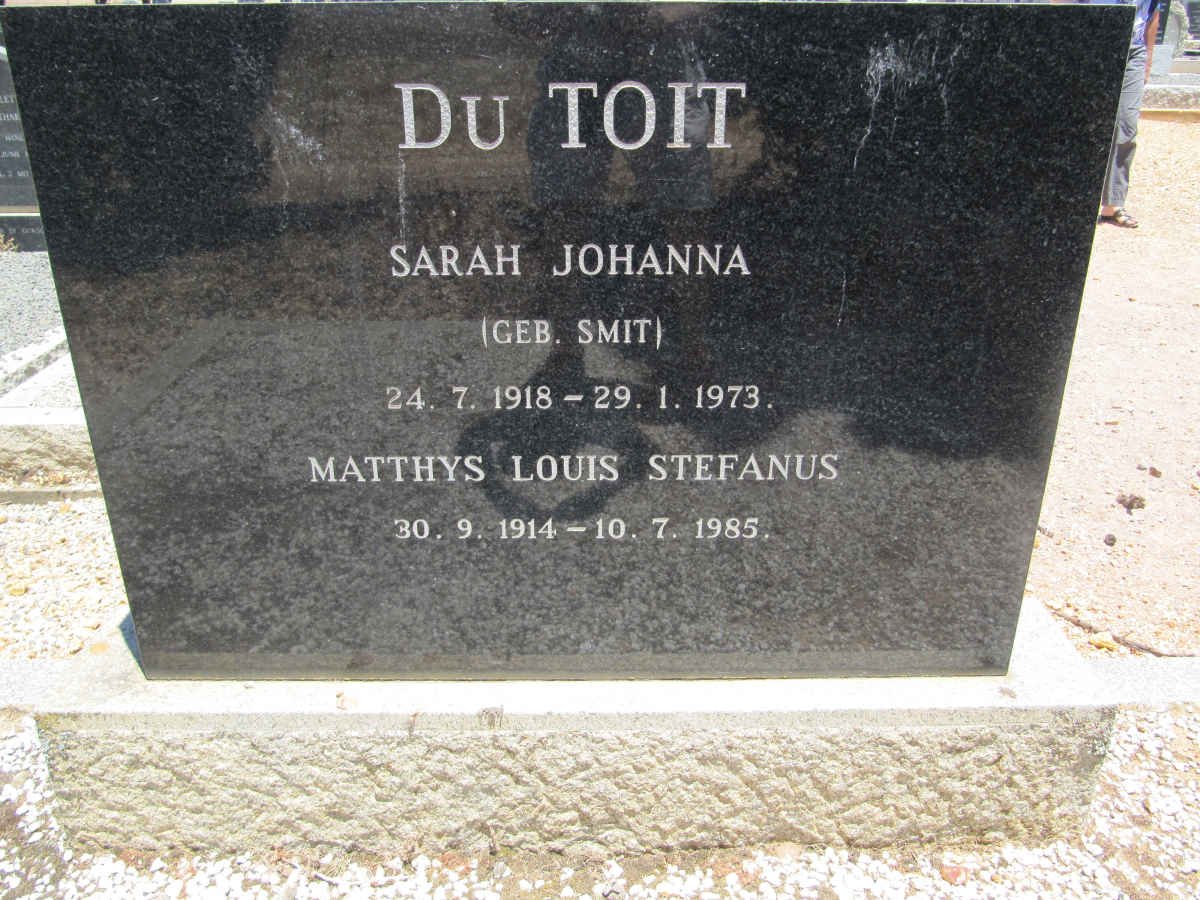 TOIT Matthys Louis Stefanus, du 1914-1985 &amp; Sarah Johanna SMIT 1918-1973
