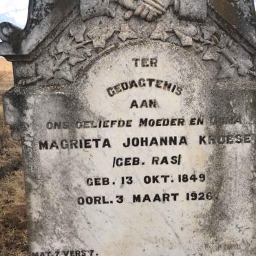 KROESE Magrieta Johanna nee RAS 1849-1926
