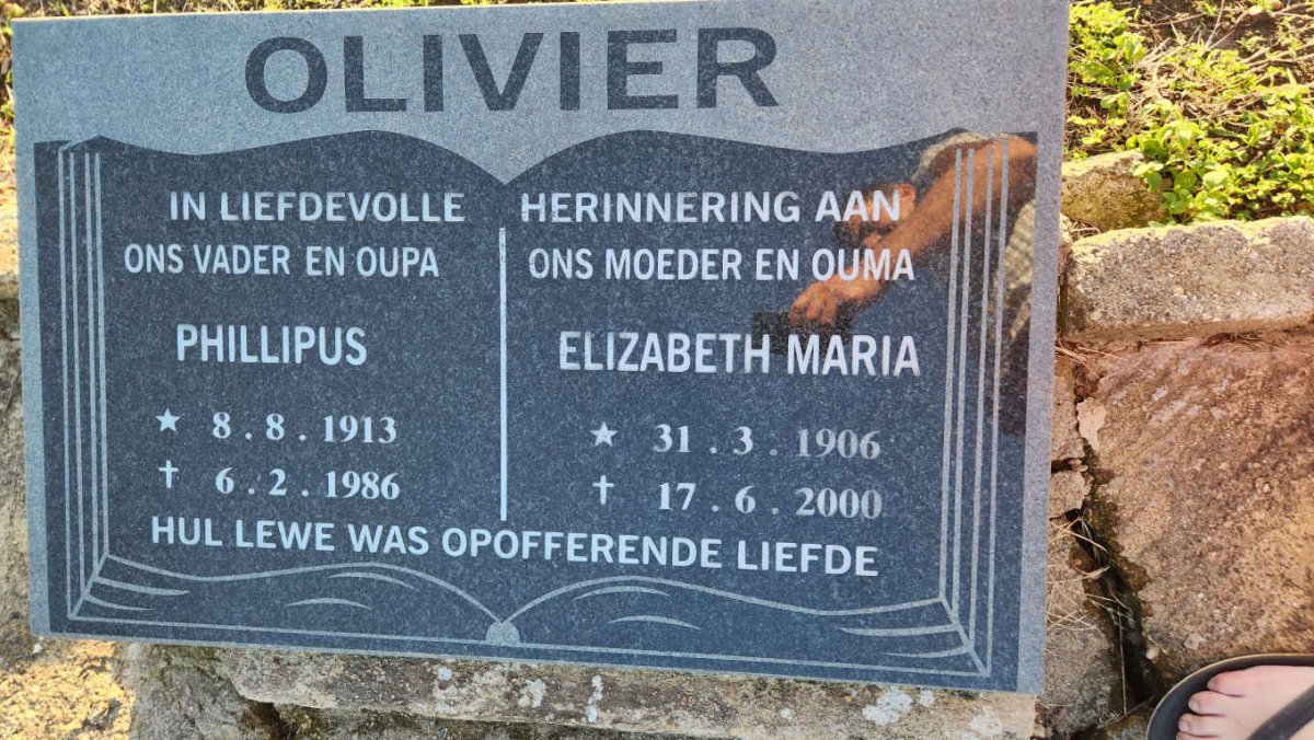 OLIVIER Phillipus 1913-1986 & Elizabeth Maria 1906-2000