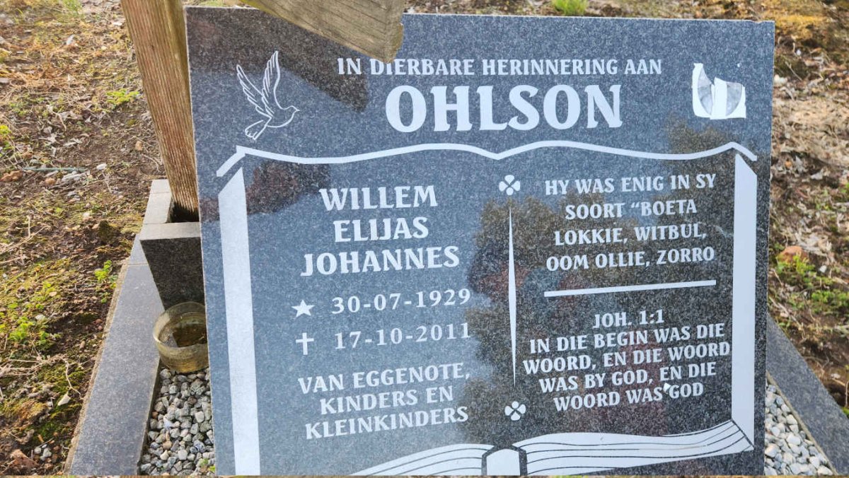 OHLSON Willem Elijas Johannes 1929-2011