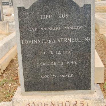 BADENHORST Lovina nee VERMEULEN 1890-1959