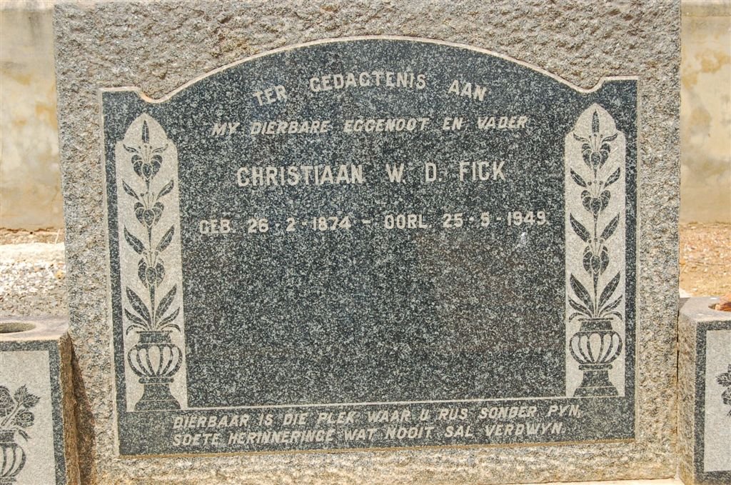 FICK Christiaan W.D. 1874-1949