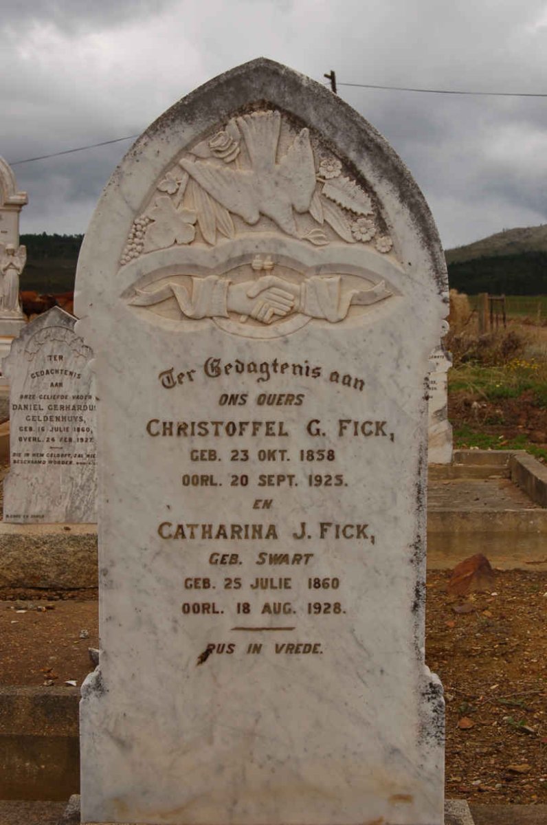 FICK Christoffel G. 1858-1925 &amp; Catharina J. SWART 1860-1928