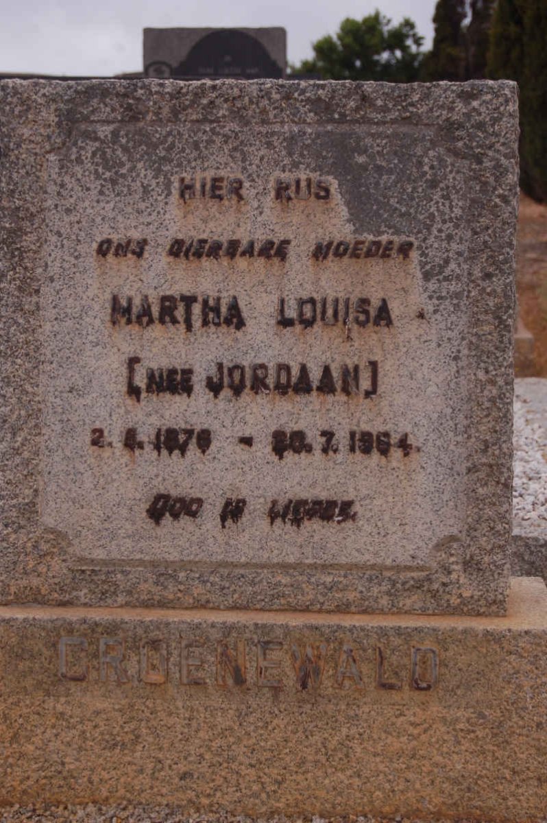 GROENEWALD Martha Louisa nee JORDAAN 1876-1964