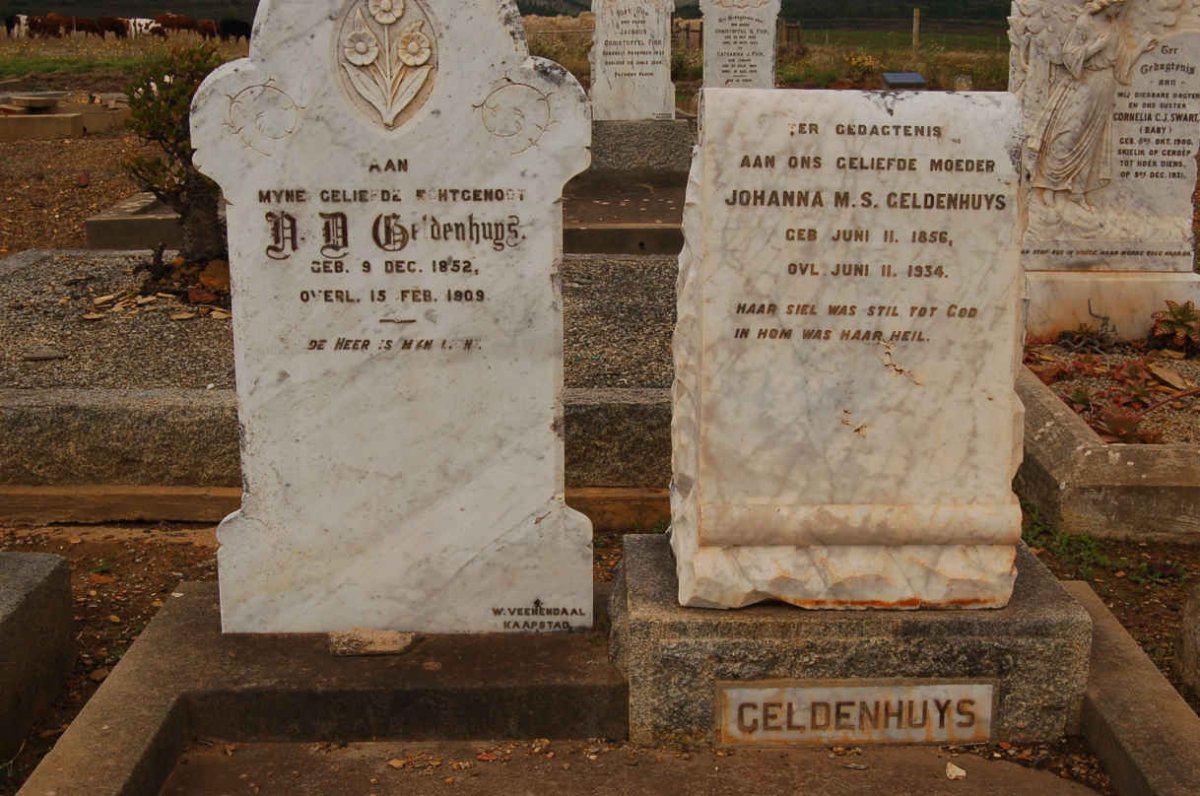 GELDENHUYS A.D. 1852-1909 &amp; Johanna M.S. 1856-1934