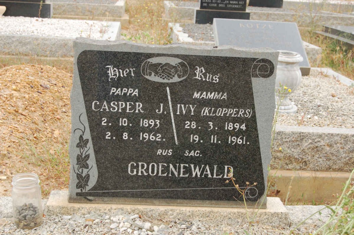 GROENEWALD Casper J. 1893-1962 &amp; Ivy KLOPPERS 1894-1961